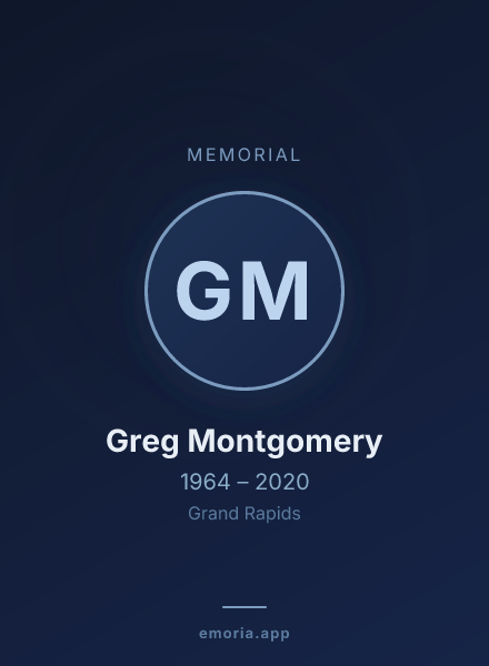 Memorial portrait of Greg Montgomery