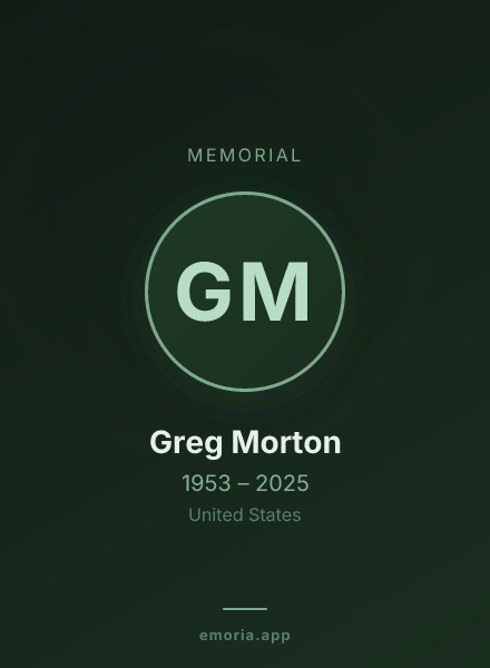 Memorial portrait of Greg Morton