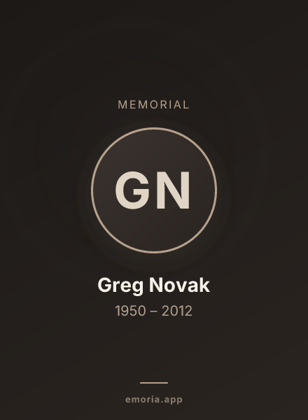 Memorial portrait of Greg Novak