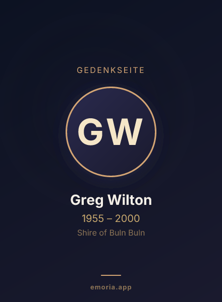 Gedenkportrait von Greg Wilton