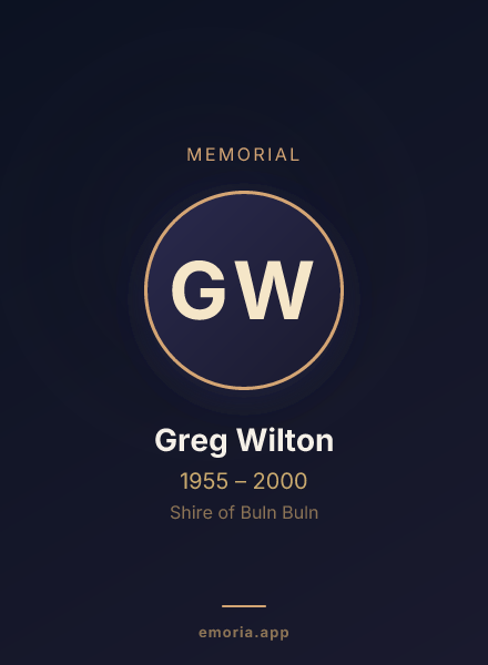 Memorial portrait of Greg Wilton