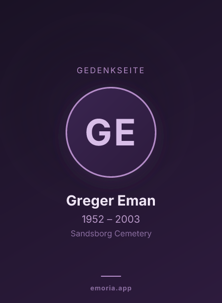 Gedenkportrait von Greger Eman
