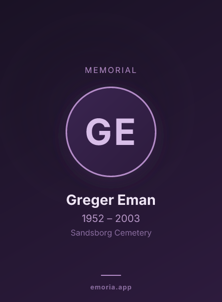 Memorial portrait of Greger Eman