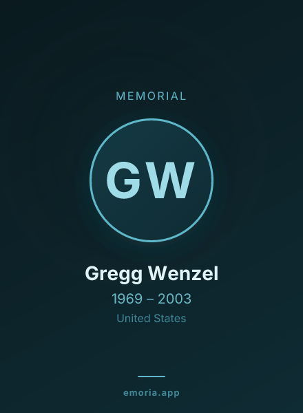 Memorial portrait of Gregg Wenzel