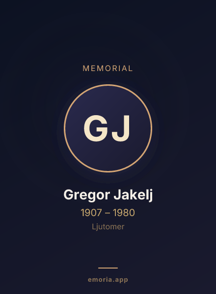 Memorial portrait of Gregor Jakelj