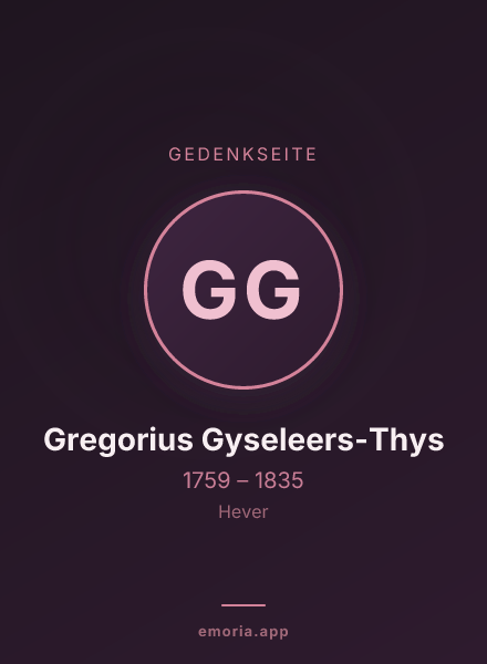 Gedenkportrait von Gregorius Gyseleers-Thys