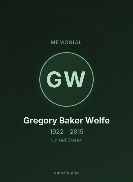 Memorial portrait of Gregory Baker Wolfe