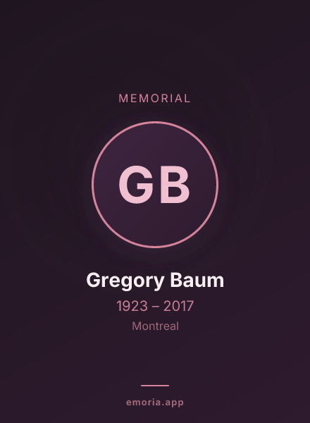 Memorial portrait of Gregory Baum