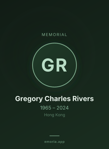 Memorial portrait of Gregory Charles Rivers