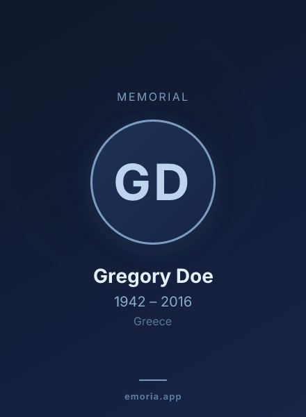 Memorial portrait of Gregory Doe