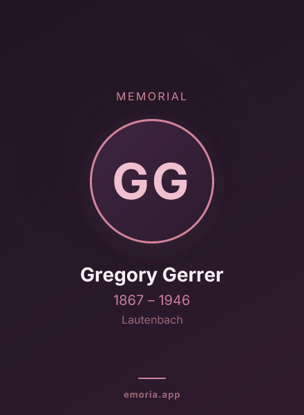 Memorial portrait of Gregory Gerrer