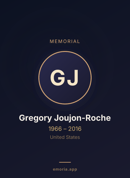 Memorial portrait of Gregory Joujon-Roche