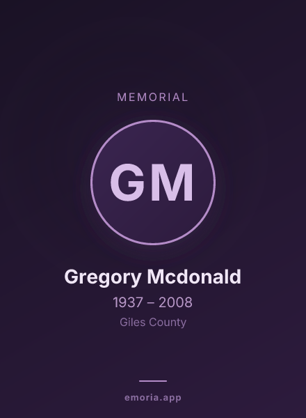 Memorial portrait of Gregory Mcdonald