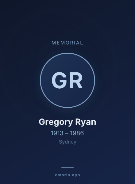 Memorial portrait of Gregory Ryan