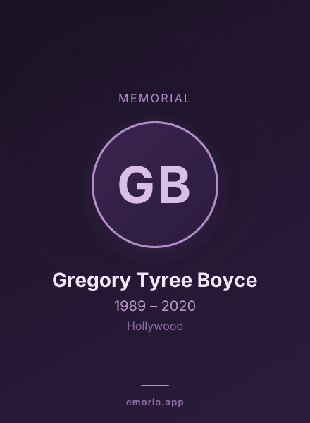 Memorial portrait of Gregory Tyree Boyce