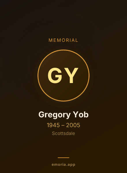 Memorial portrait of Gregory Yob