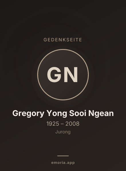 Gedenkportrait von Gregory Yong Sooi Ngean