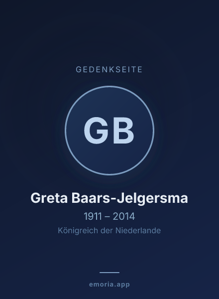 Gedenkportrait von Greta Baars-Jelgersma