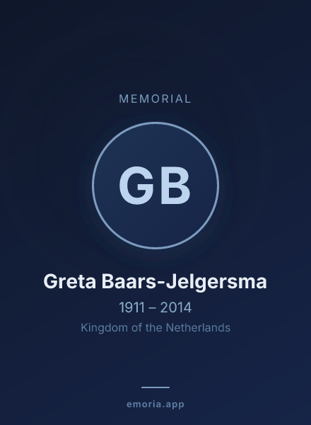 Memorial portrait of Greta Baars-Jelgersma