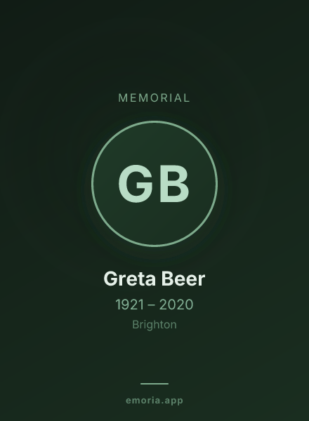 Memorial portrait of Greta Beer