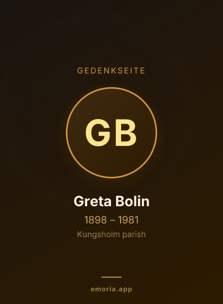 Gedenkportrait von Greta Bolin