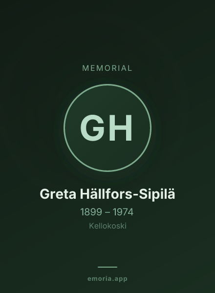 Memorial portrait of Greta Hällfors-Sipilä