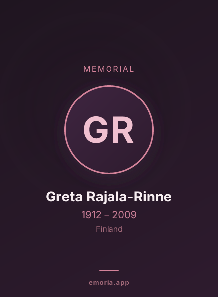 Memorial portrait of Greta Rajala-Rinne