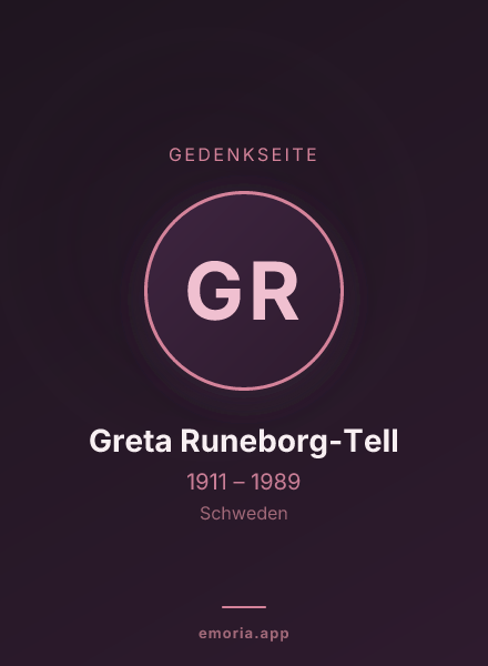 Gedenkportrait von Greta Runeborg-Tell
