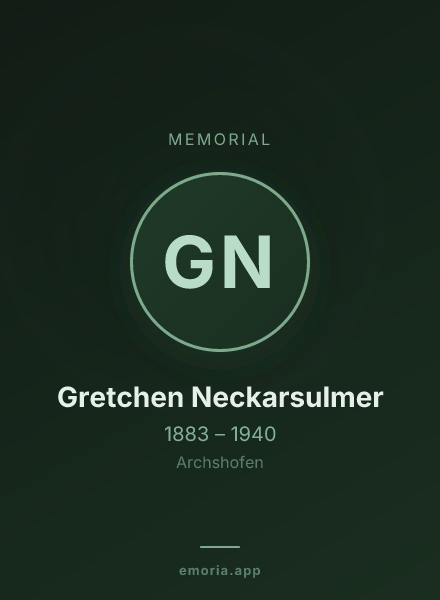 Memorial portrait of Gretchen Neckarsulmer