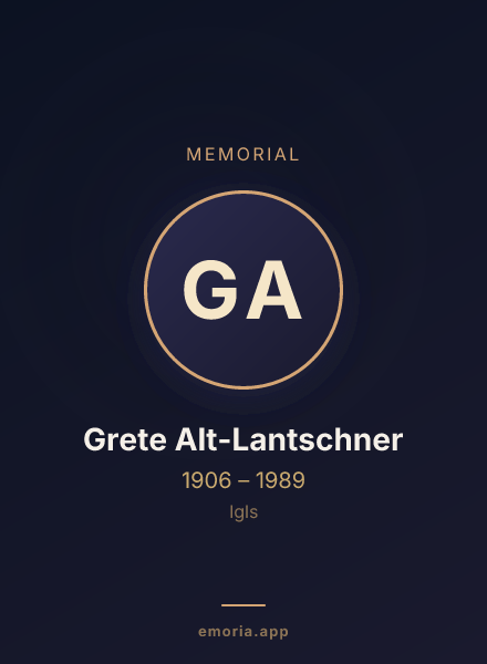Memorial portrait of Grete Alt-Lantschner