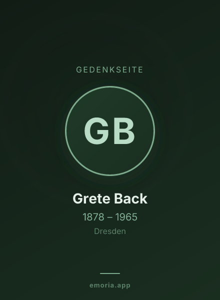 Gedenkportrait von Grete Back