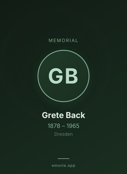 Memorial portrait of Grete Back