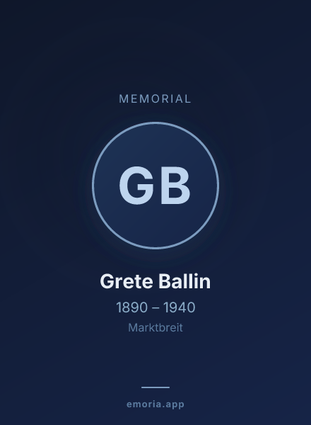 Memorial portrait of Grete Ballin