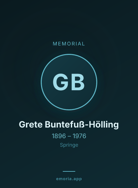 Memorial portrait of Grete Buntefuß-Hölling