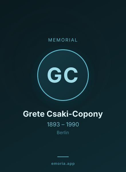 Memorial portrait of Grete Csaki-Copony