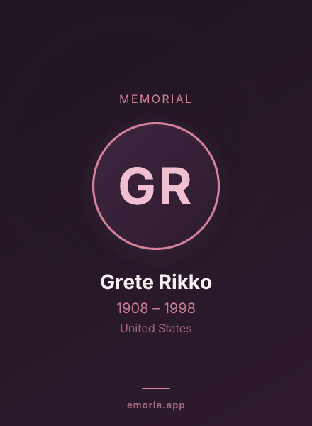 Memorial portrait of Grete Rikko
