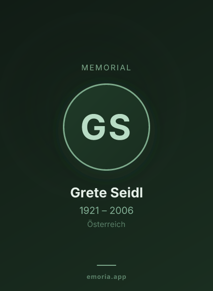 Memorial portrait of Grete Seidl