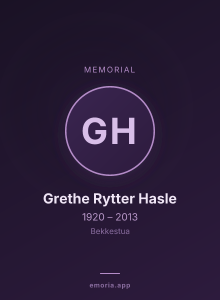 Memorial portrait of Grethe Rytter Hasle