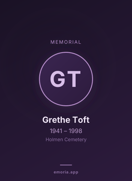 Memorial portrait of Grethe Toft