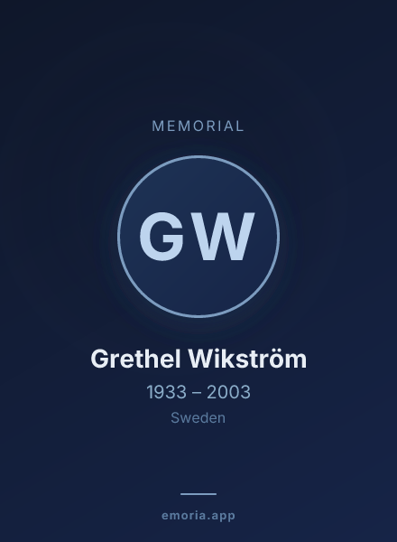 Memorial portrait of Grethel Wikström