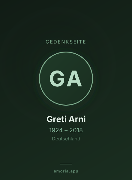 Gedenkportrait von Greti Arni