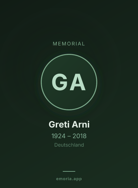 Memorial portrait of Greti Arni