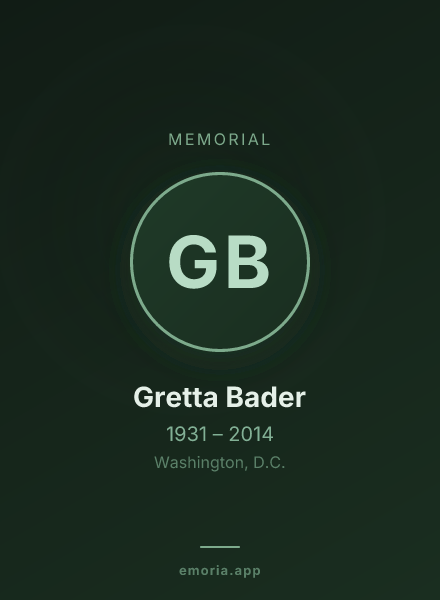 Memorial portrait of Gretta Bader