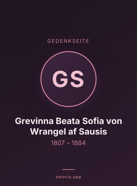 Gedenkportrait von Grevinna Beata Sofia von Wrangel af Sausis