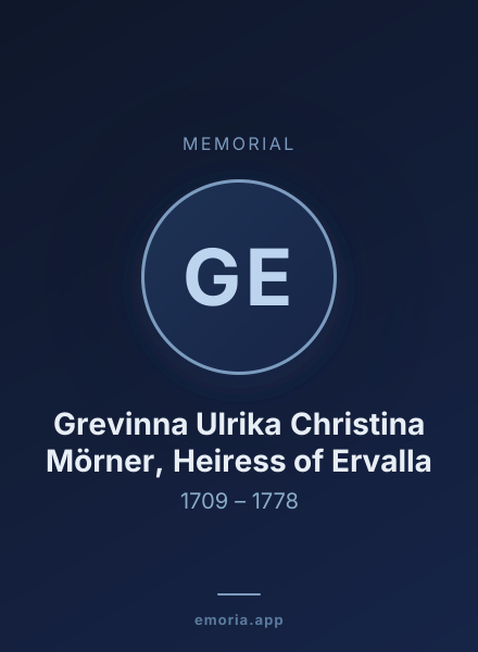 Memorial portrait of Grevinna Ulrika Christina Mörner, Heiress of Ervalla