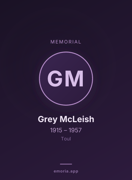 Memorial portrait of Grey McLeish