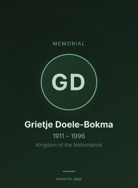 Memorial portrait of Grietje Doele-Bokma