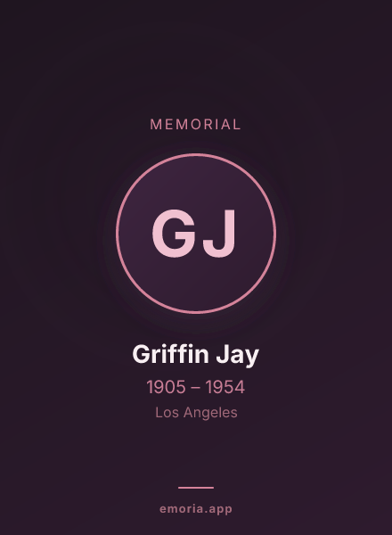 Memorial portrait of Griffin Jay