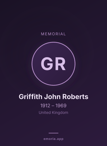 Memorial portrait of Griffith John Roberts