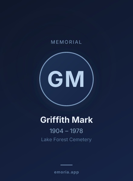 Memorial portrait of Griffith Mark